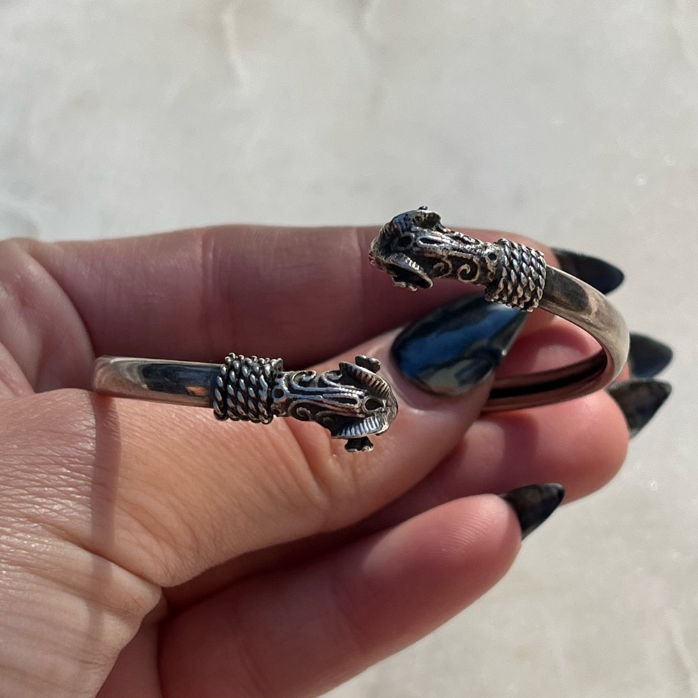 Sterling Silver Vintage Rams Head Bangle